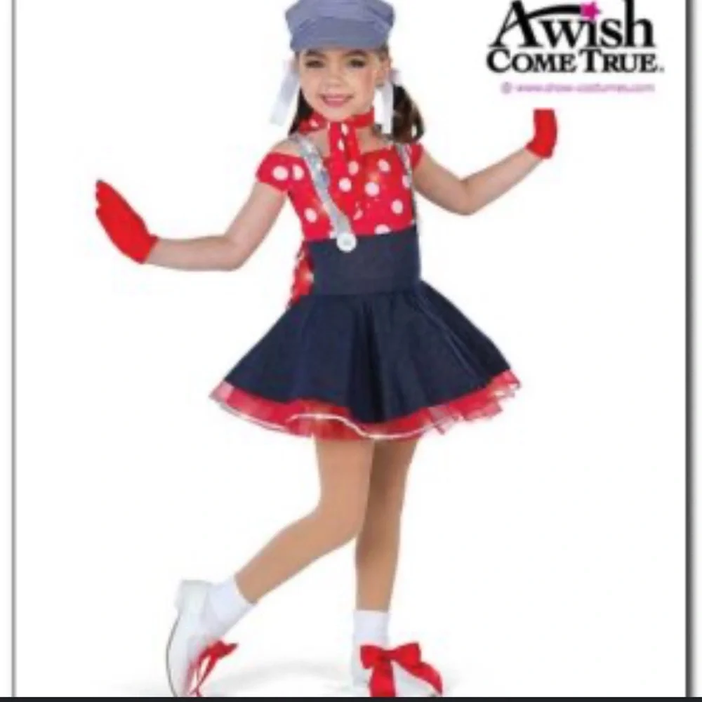 Girls Choo Choo Ch’Boogie Red and Navy  Dance Costume, Medium